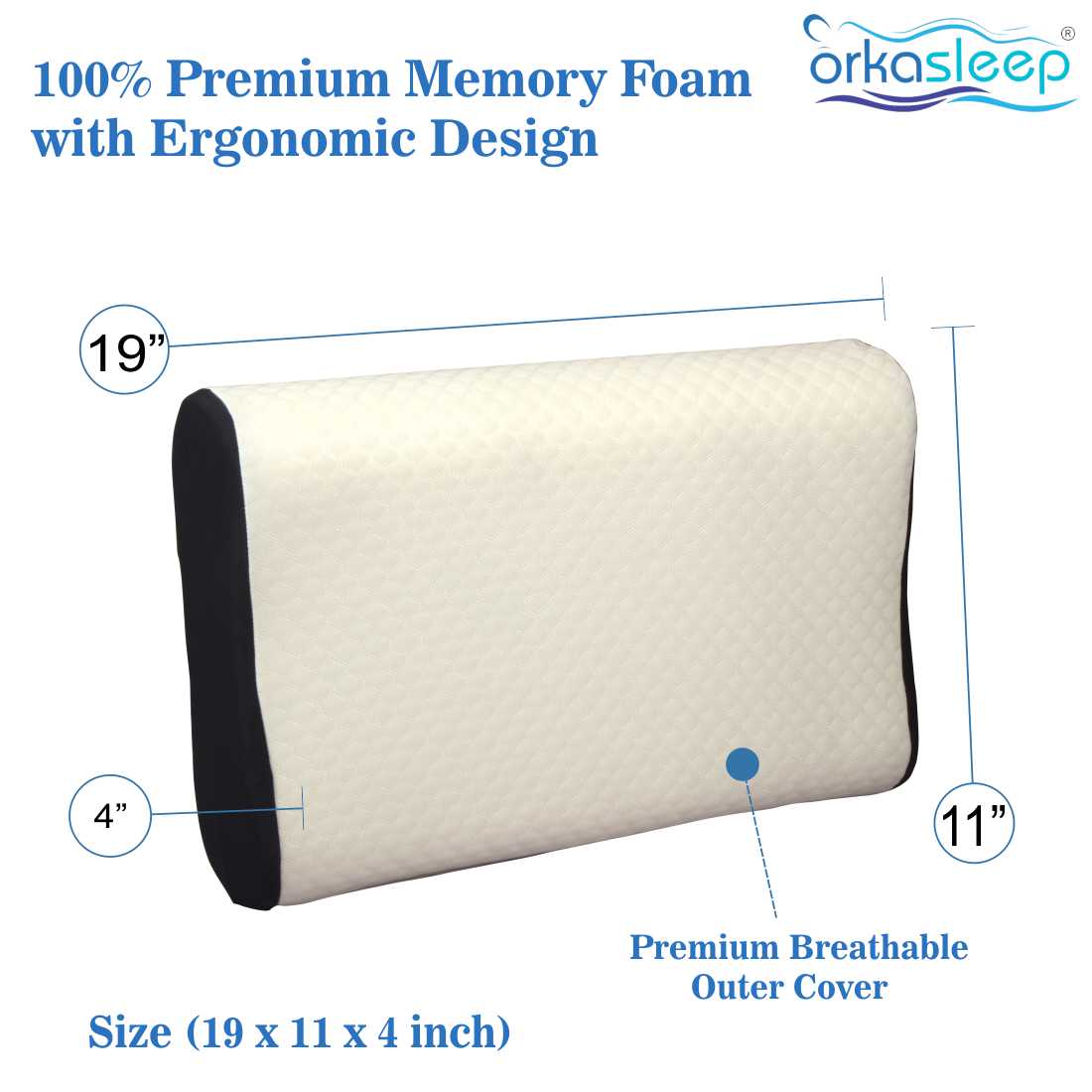 Orkasleep Eco Orthopedic Contour Neck Support Pillow for Sleeping, Neck & Shoulder Pain Memory Foam Solid Sleeping Pillow Pack of 1 view 4
